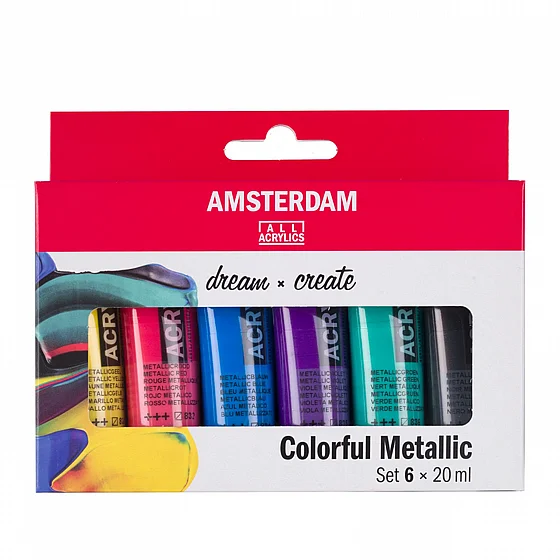 ������� �� ���� ������� ������� �������� 6�20 �"� - Amsterdam Colorful Metallic Acrylic Paint Set