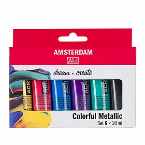 ������� �� ���� ������� ������� �������� 6�20 �"� - Amsterdam Colorful Metallic Acrylic Paint Set