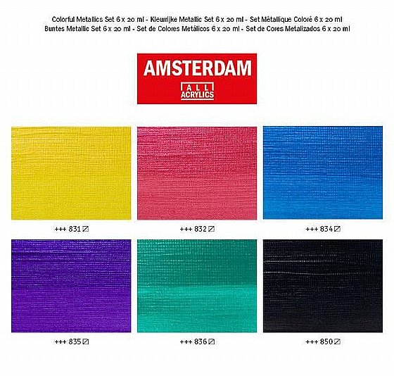 ������� �� ���� ������� ������� �������� 6�20 �"� - Amsterdam Colorful Metallic Acrylic Paint Set