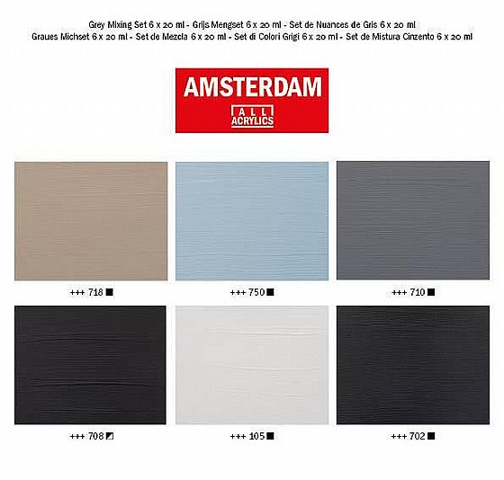  ������� �� ���� ������� ����� ���� 6�20 �"� - Amsterdam Gray Mixing Acrylic Paint Set