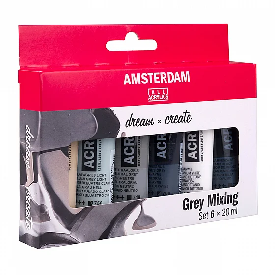  ������� �� ���� ������� ����� ���� 6�20 �"� - Amsterdam Gray Mixing Acrylic Paint Set
